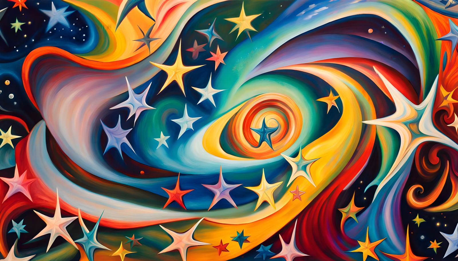 Iridescent Star Cluster Formation in Abstract Expressionism