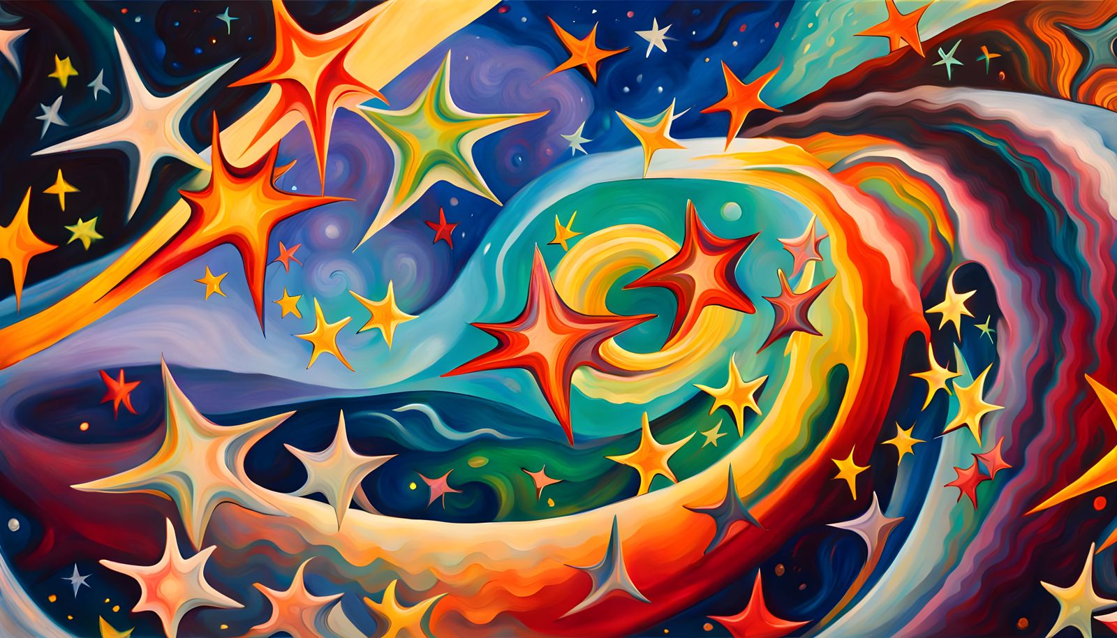 Iridescent Star Cluster Formation in Abstract Expressionism