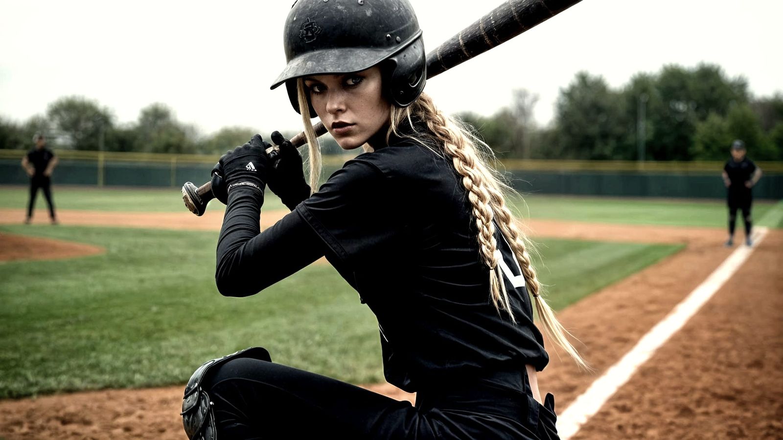 Goth Baseball Enchantress Ready to Swing