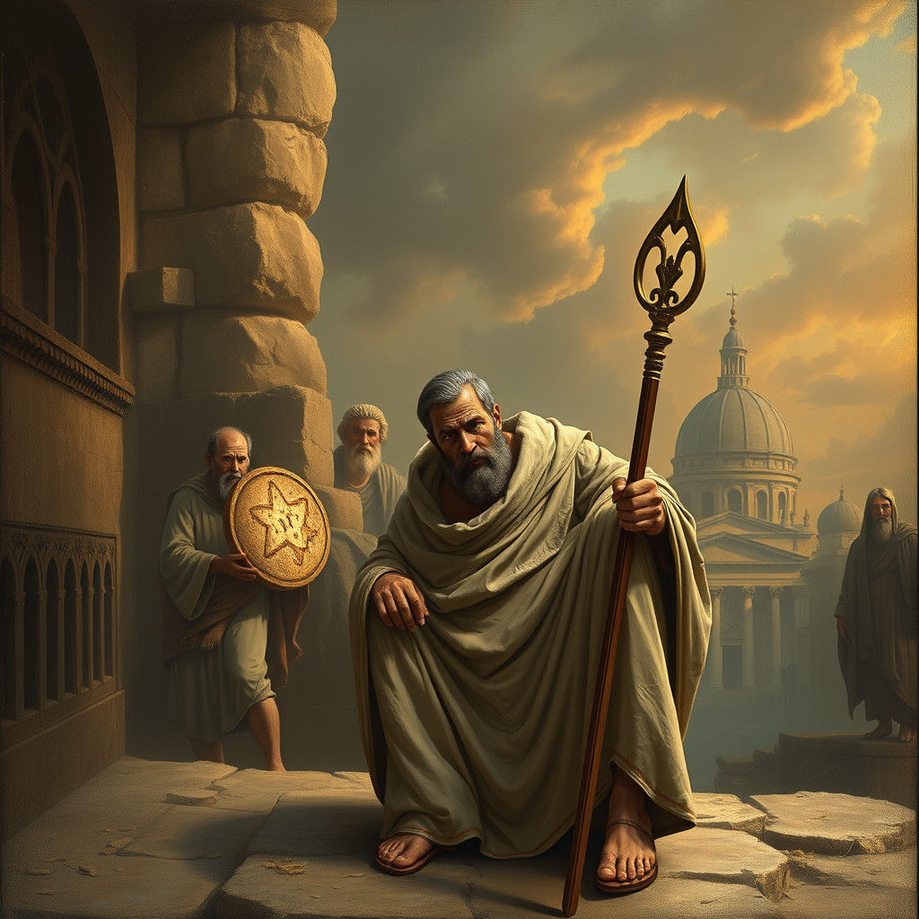 Surreal Collage of Historical and Religious Icons