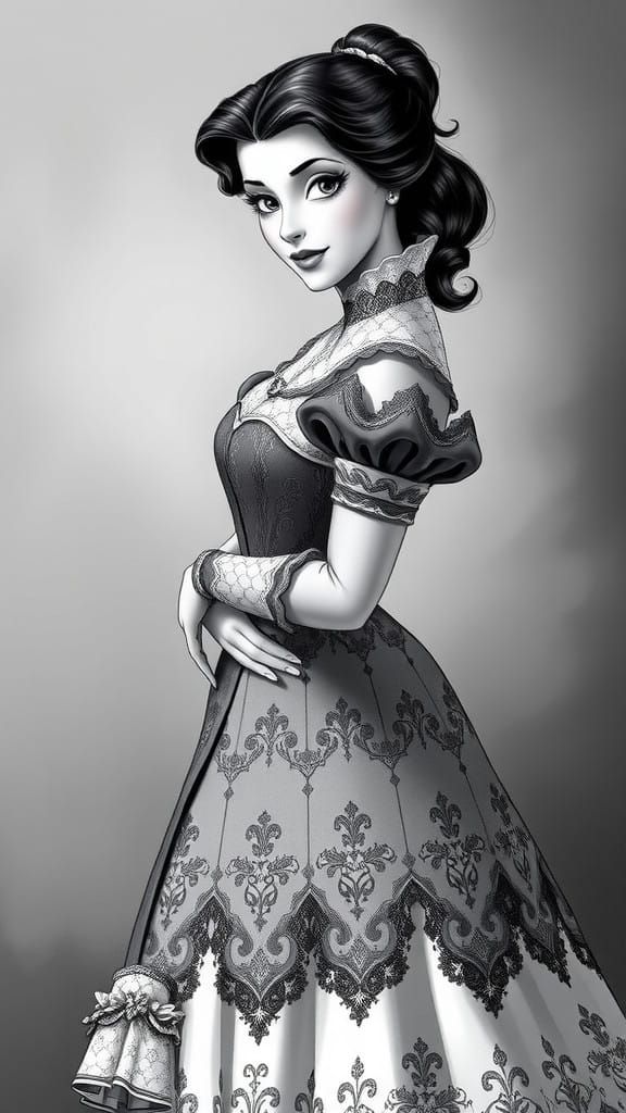 Ethereal Belle Portrait in Timeless Black and White