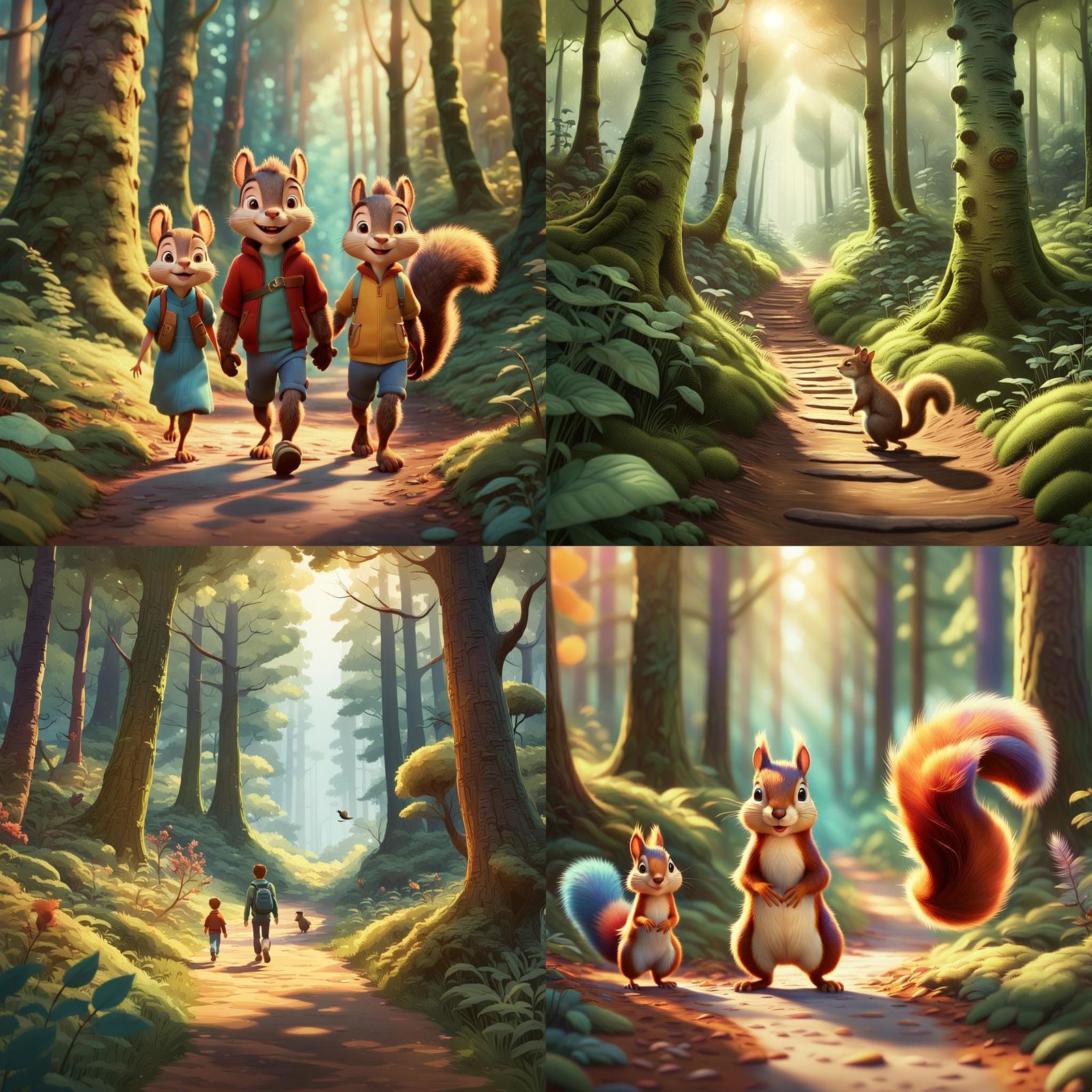 Man Walks in Forest Watched by Animals