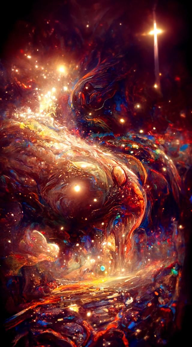 Golden Honey Galaxy: A Divine and Ethereal Painting