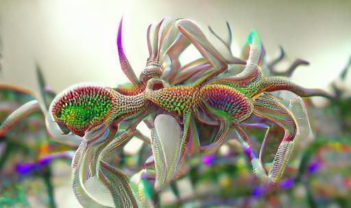Psychedelic Hallucigenia with Iridescent Colors