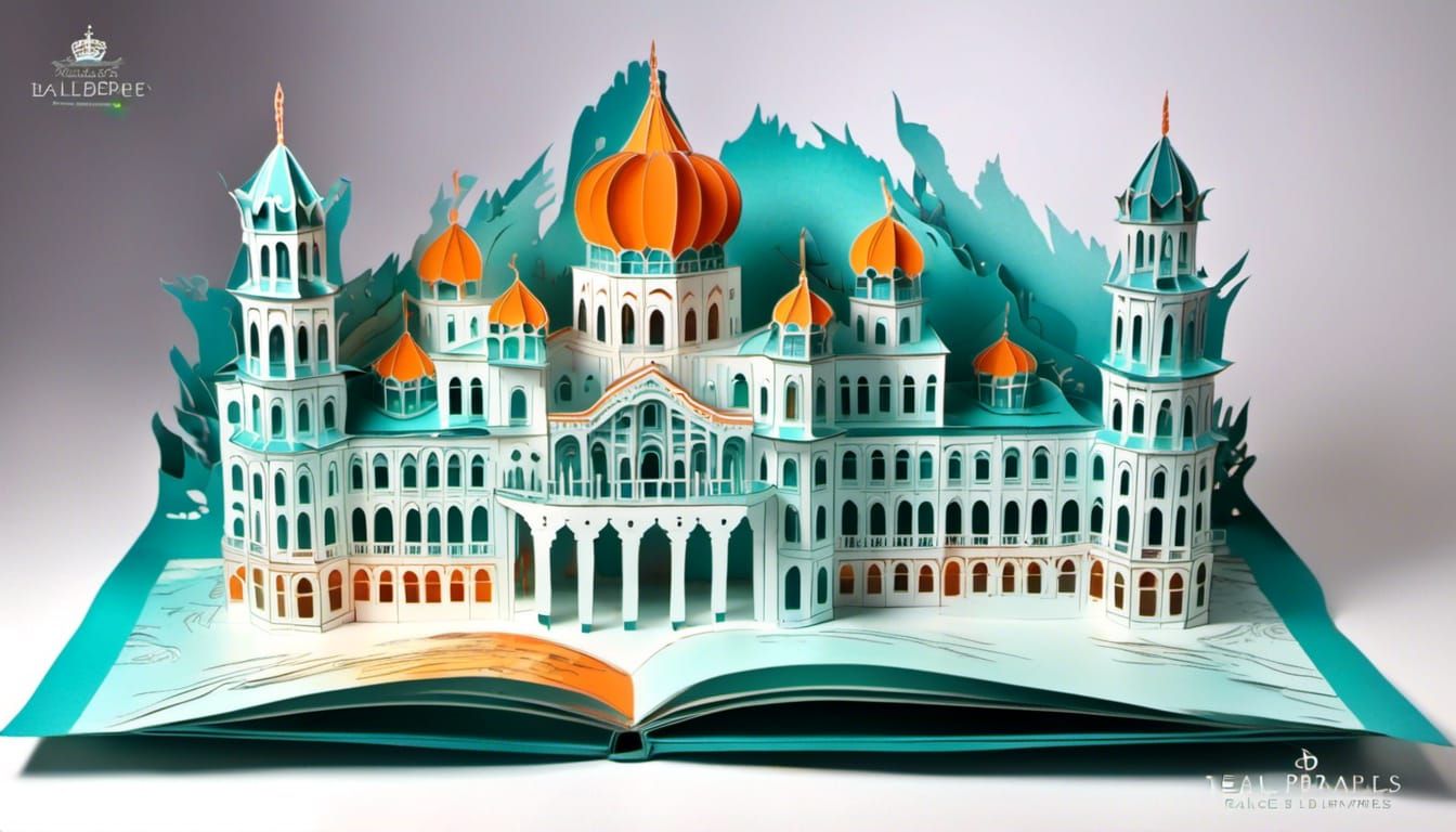 Majestic Palace Pop-Up Book in 3D Holographic Style