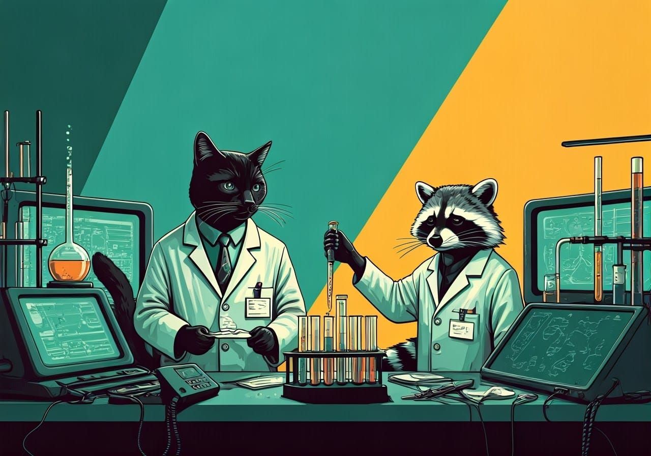 lab cat in lab coat