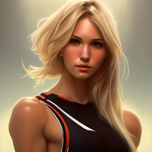 Attractive Cheerleader Portrait in Hyperdetailed Style