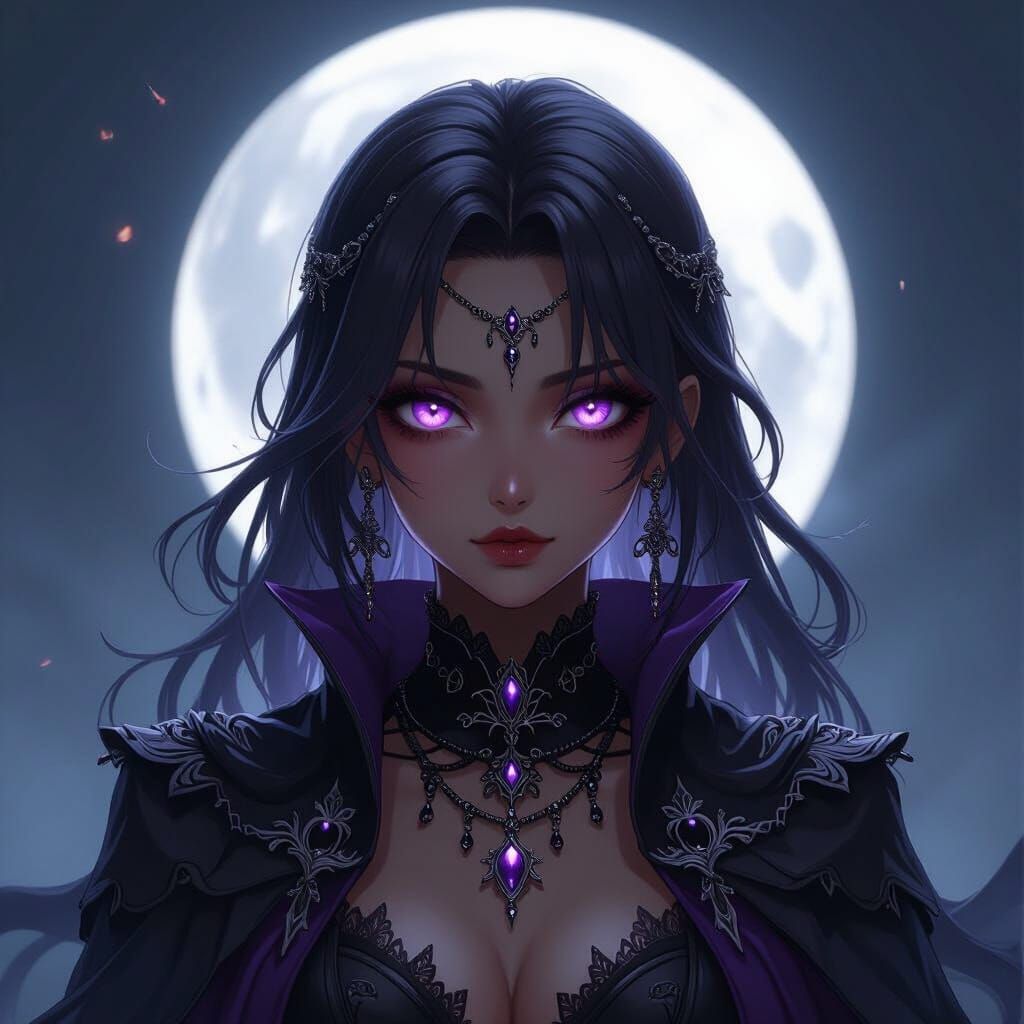 Anime Undead Character with Amethyst Eyes in 3D Style