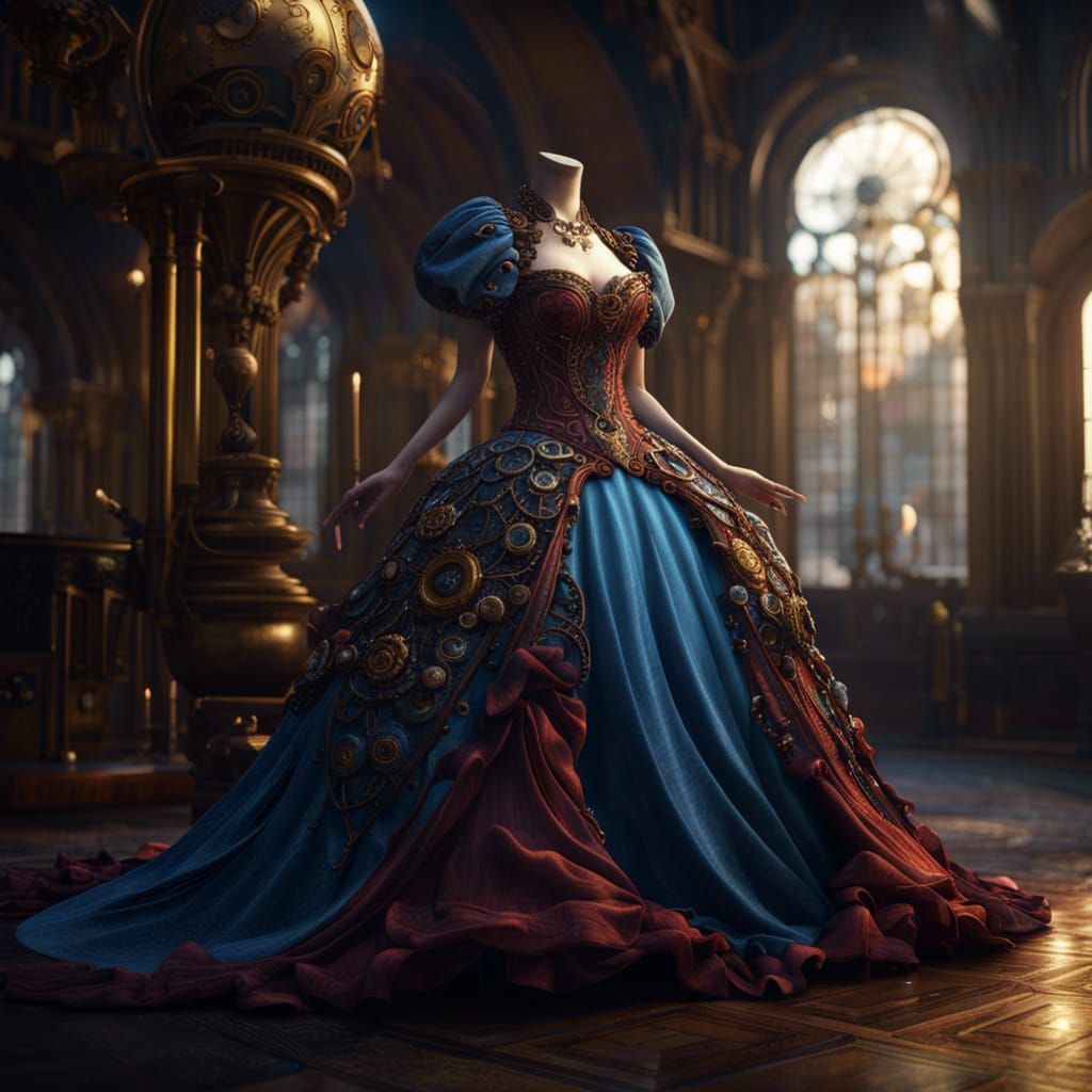 Clockwork Ballgown: Detailed Matte Painting in 8k
