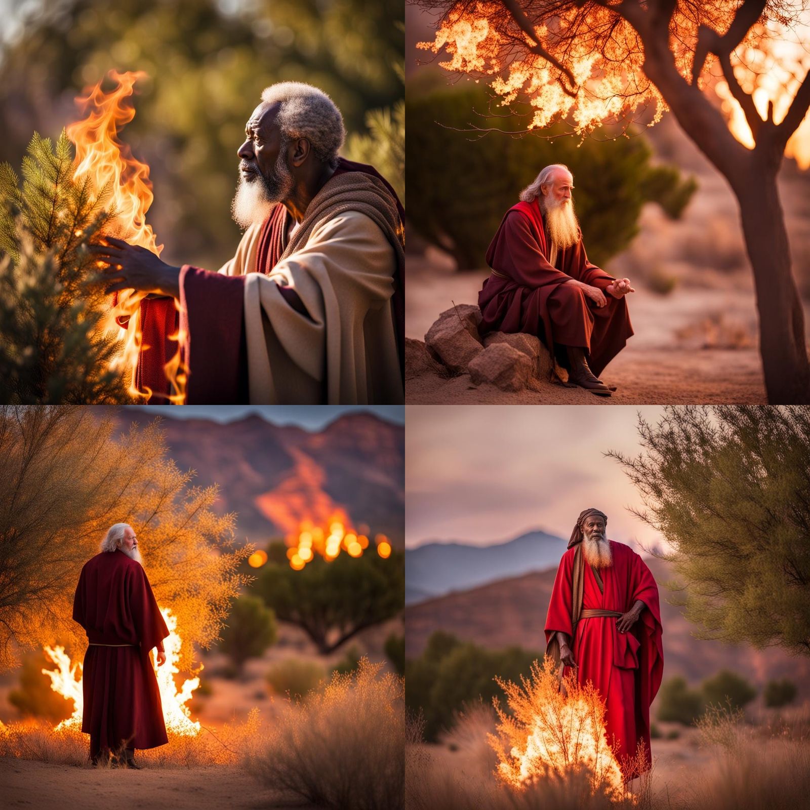 Moses and the Burning Bush in Natural Lighting