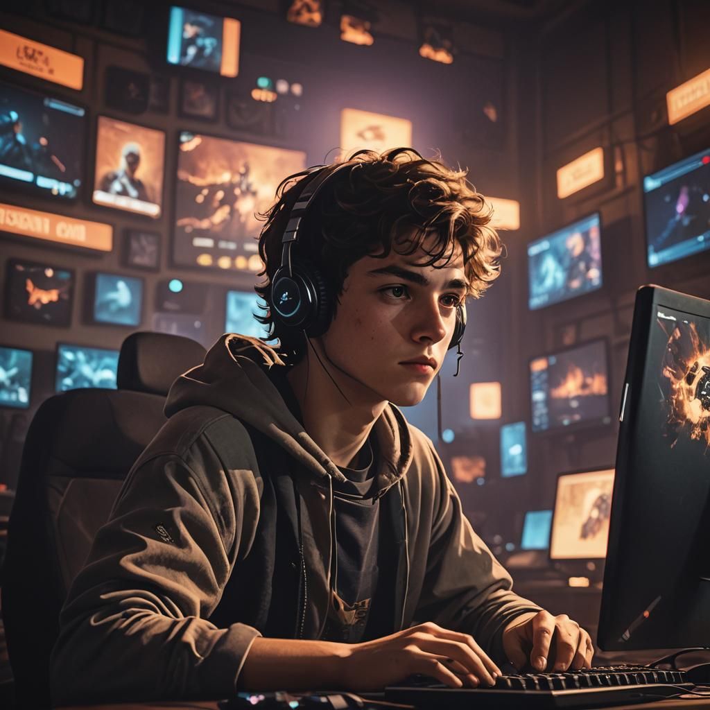 Contemplative Teenager and Esports Dream, Cinematic Film