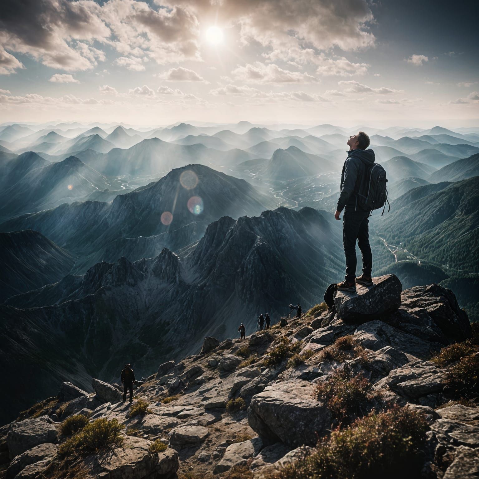 Person Screaming on Mountain Top: Professional Photo
