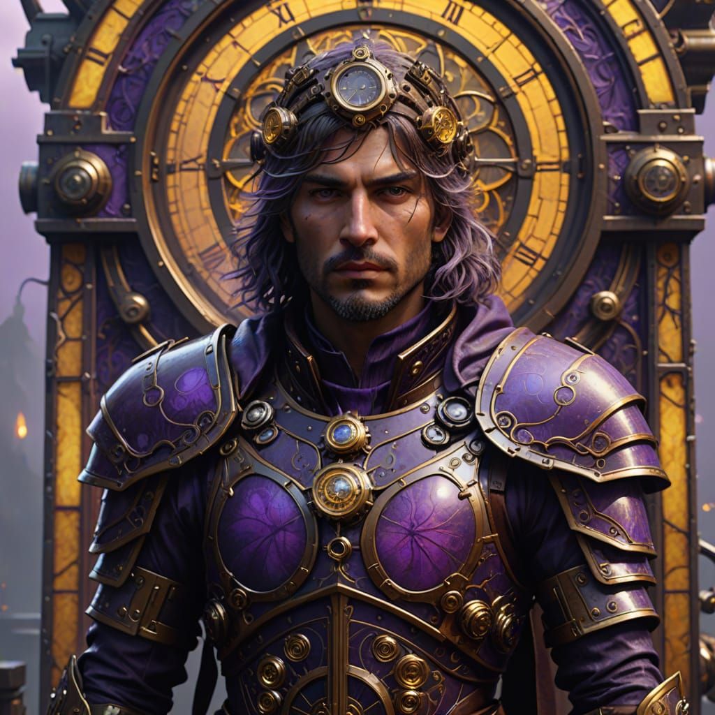 Dark Fantasy Time Traveler in Clockwork Armor