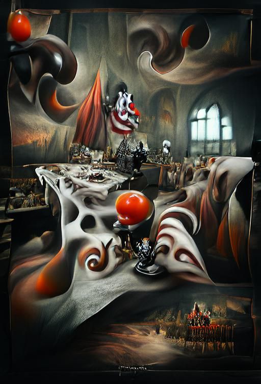 Sinister Jester in Steampunk Banquet Hall