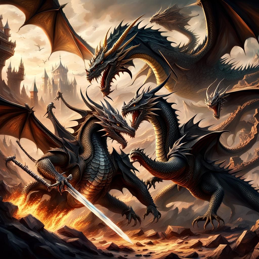 Epic Dragon Duel: A Digital Matte Painting