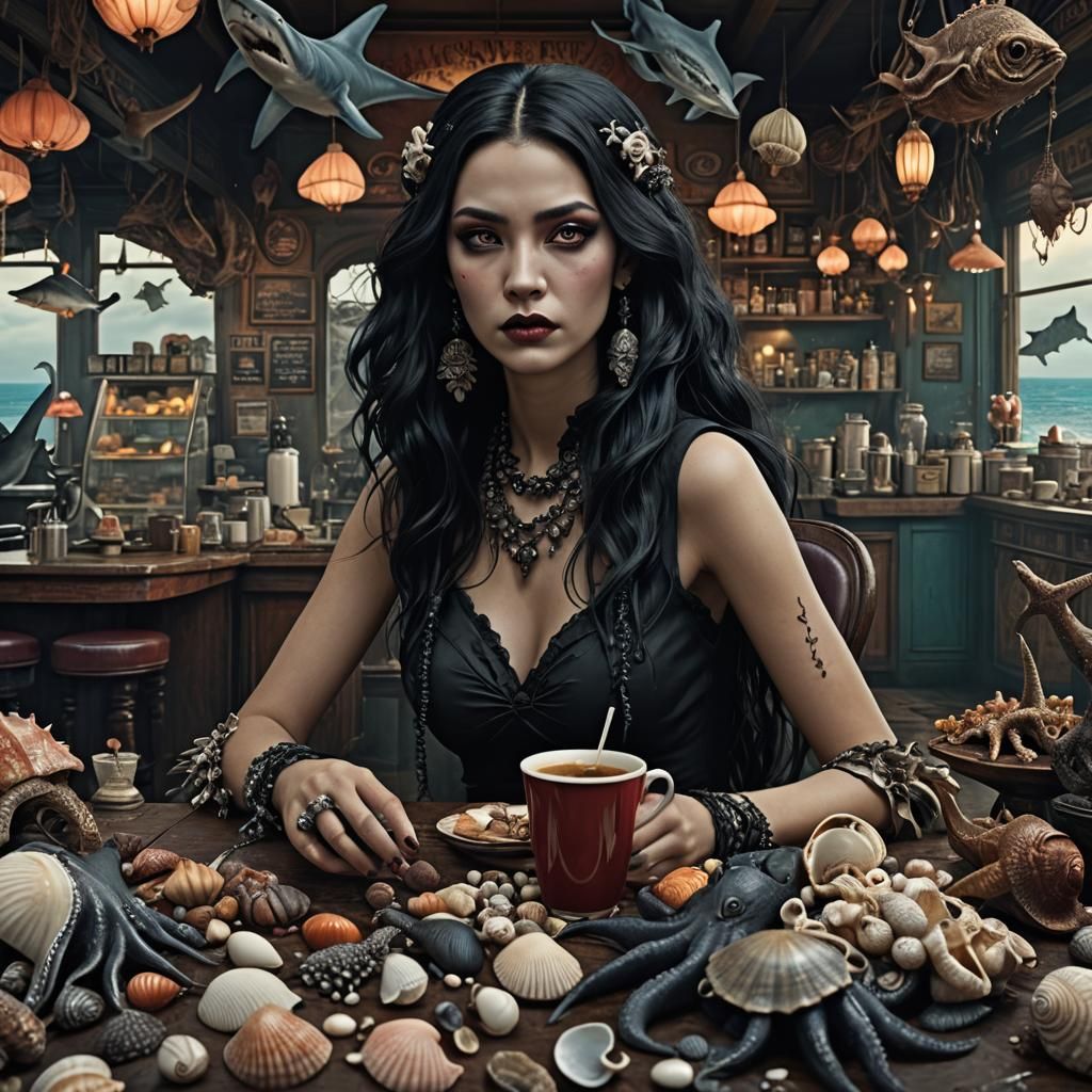 Goth Model in Vampire Hawaiian Dreamscape