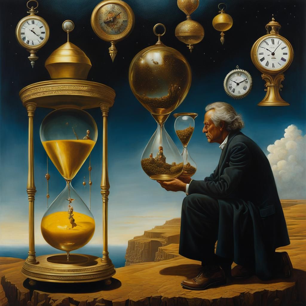 Chronos and the Sands of Time: Surreal Oil Painting