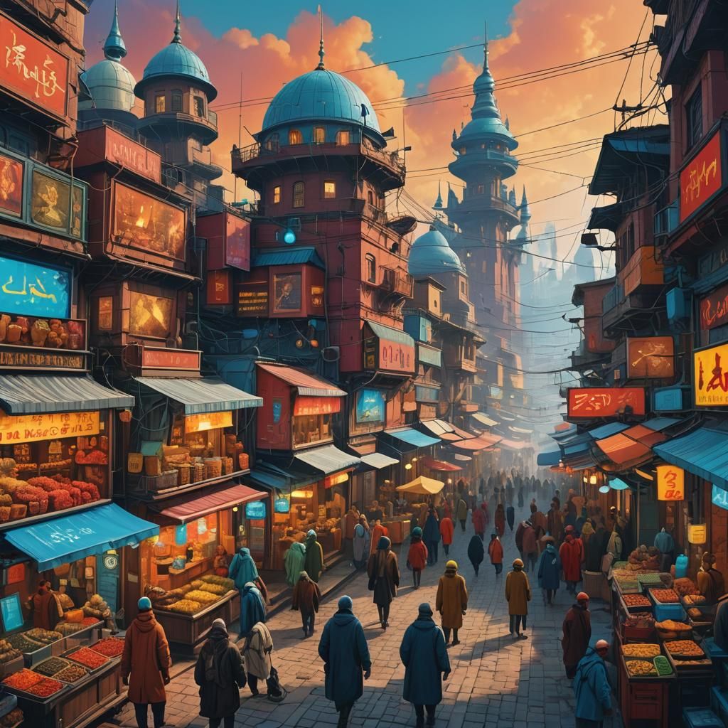 Futuristic Turkish Market: Ancient Meets High-Tech