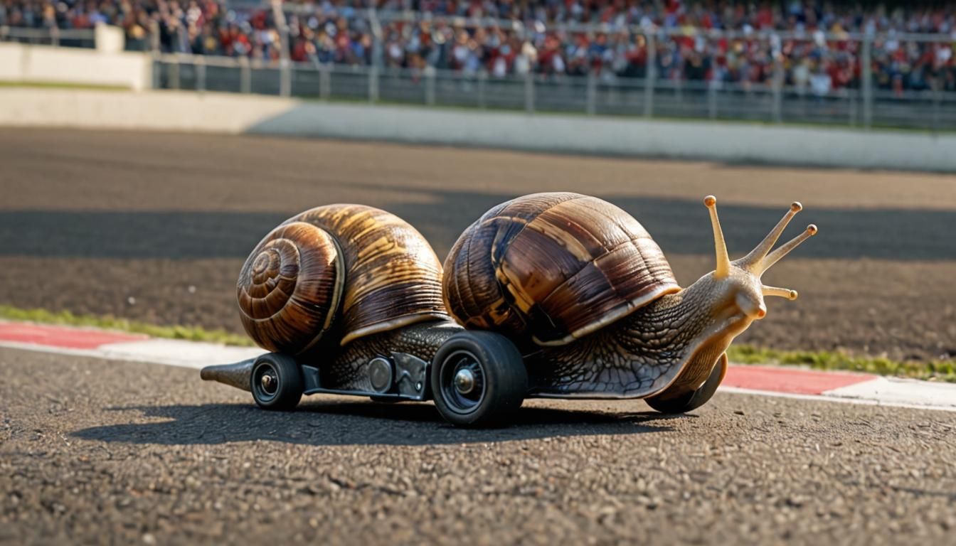 Snail Driving a Race Car