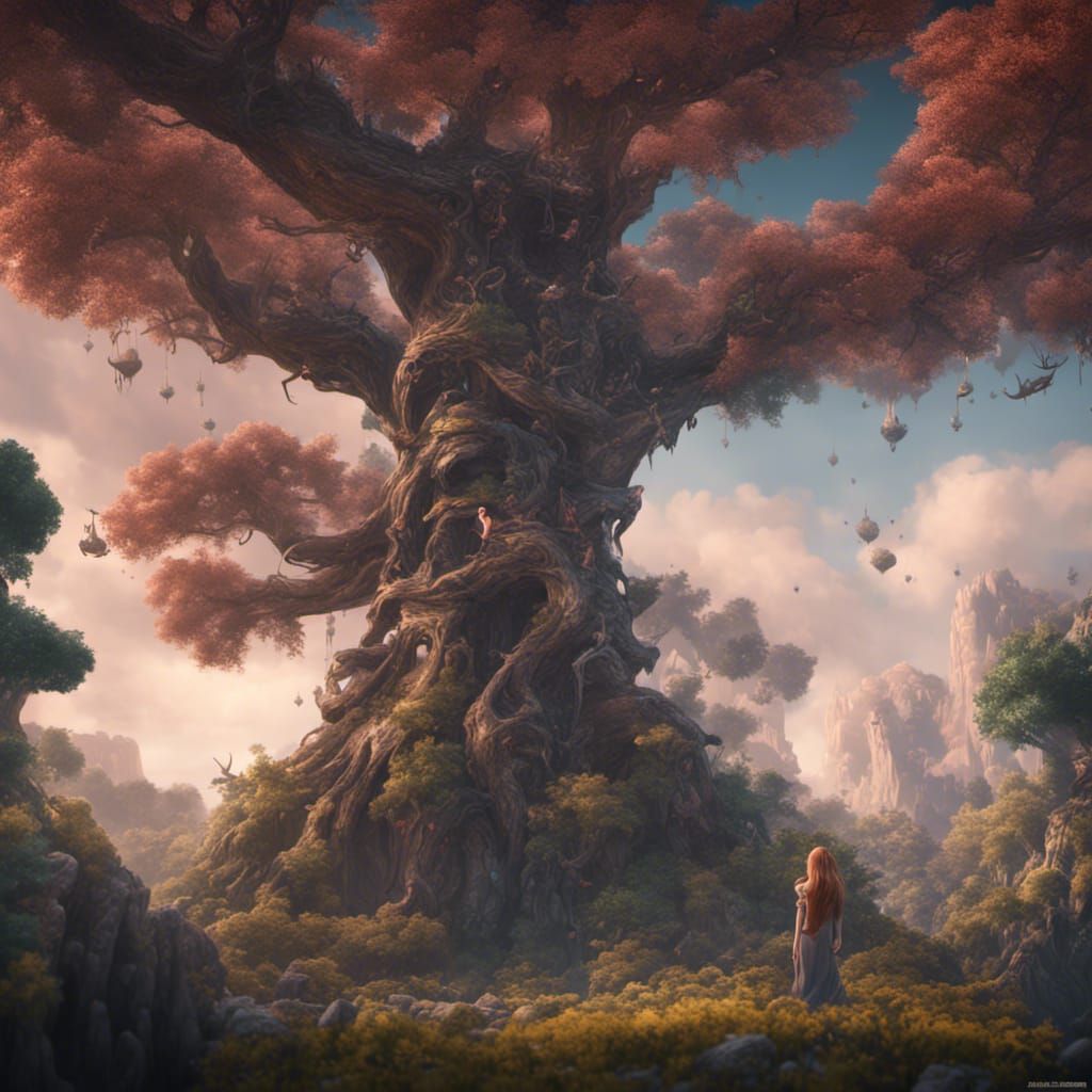 Giant Girls with Baby: Detailed Fantasy Art