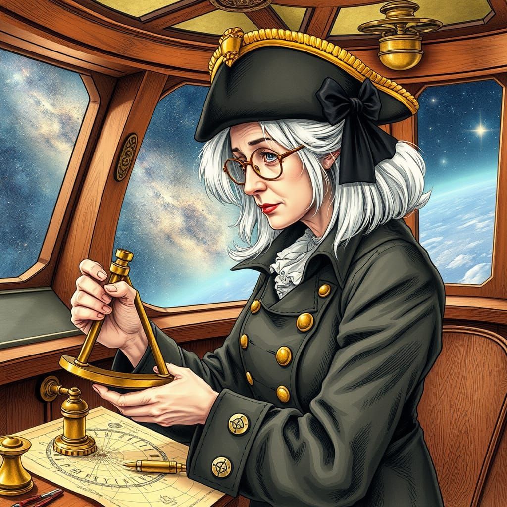 Vintage Cosmic Navigator in Space