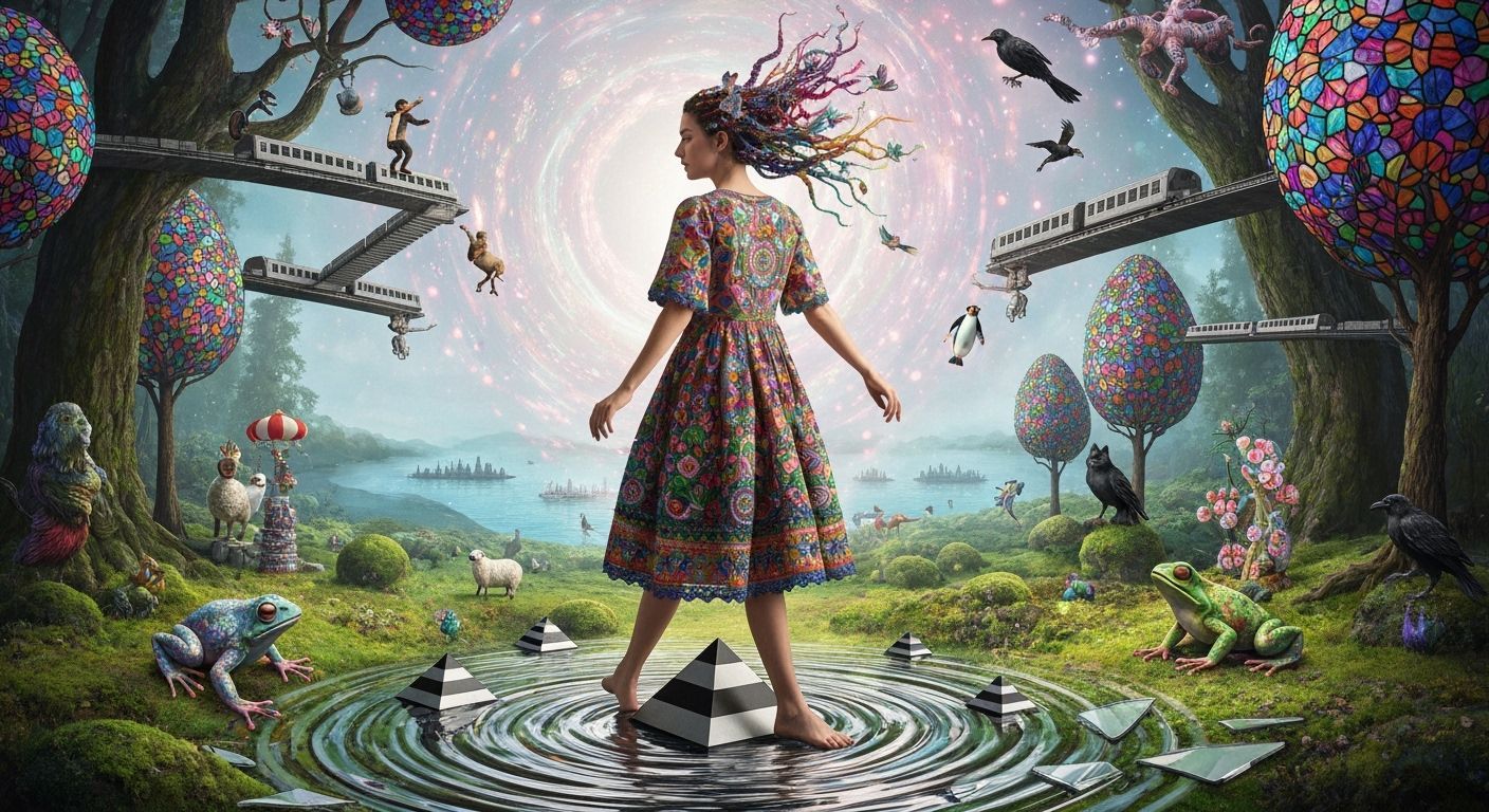 Mystical Dancer in Bioluminescent Forest: Surreal Art