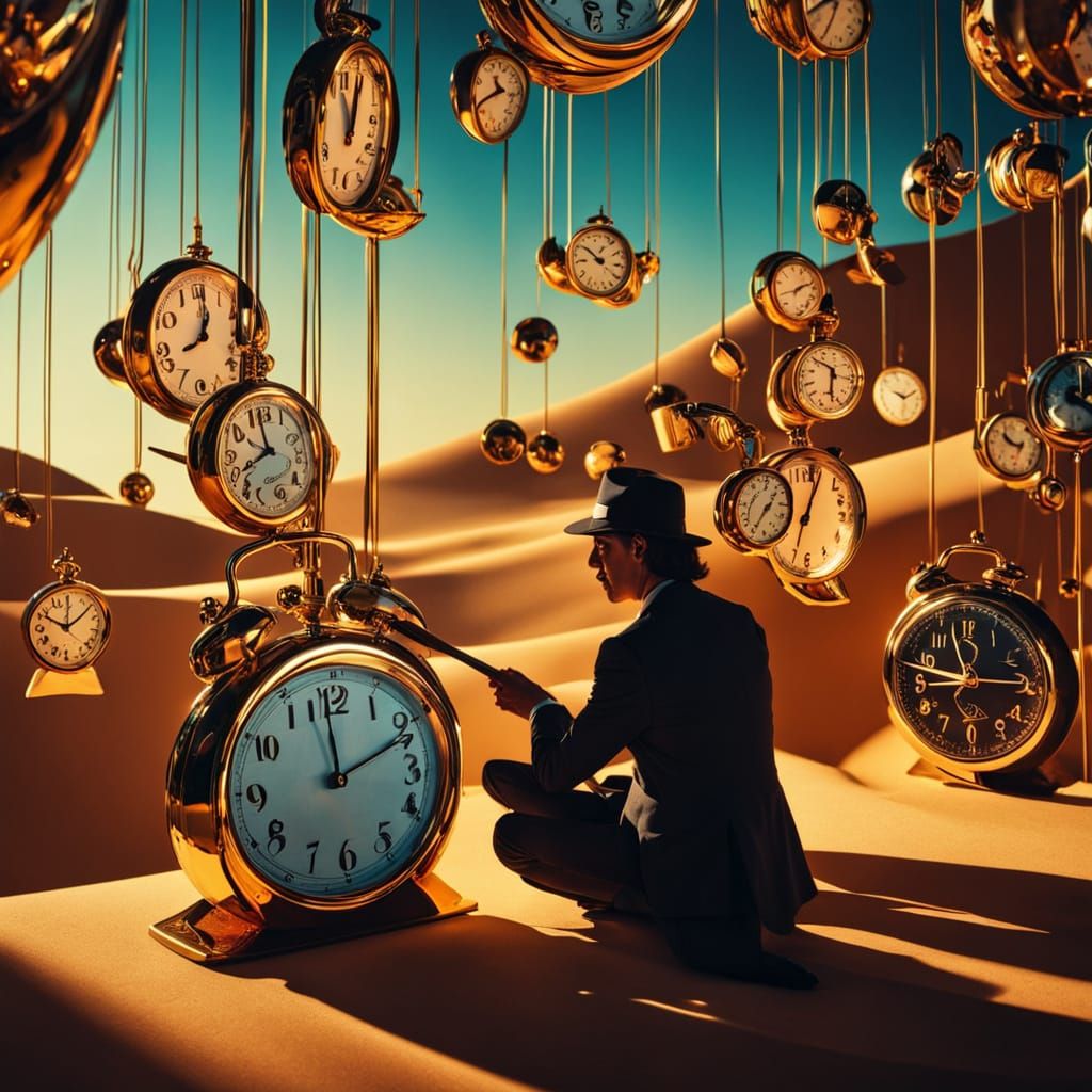 Surrealist Personification of Time in Salvador Dali Style
