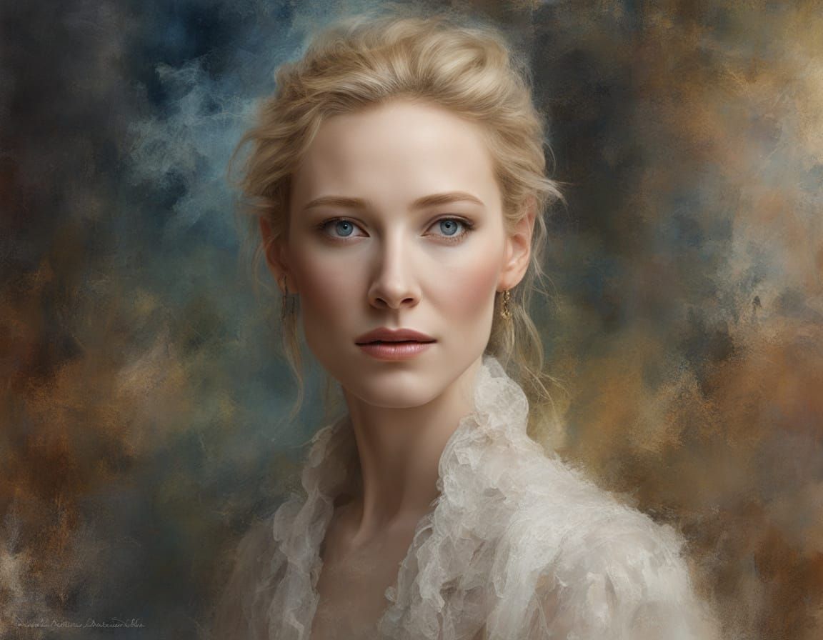 Ethereal Portrait in Impasto Chalk Art Style