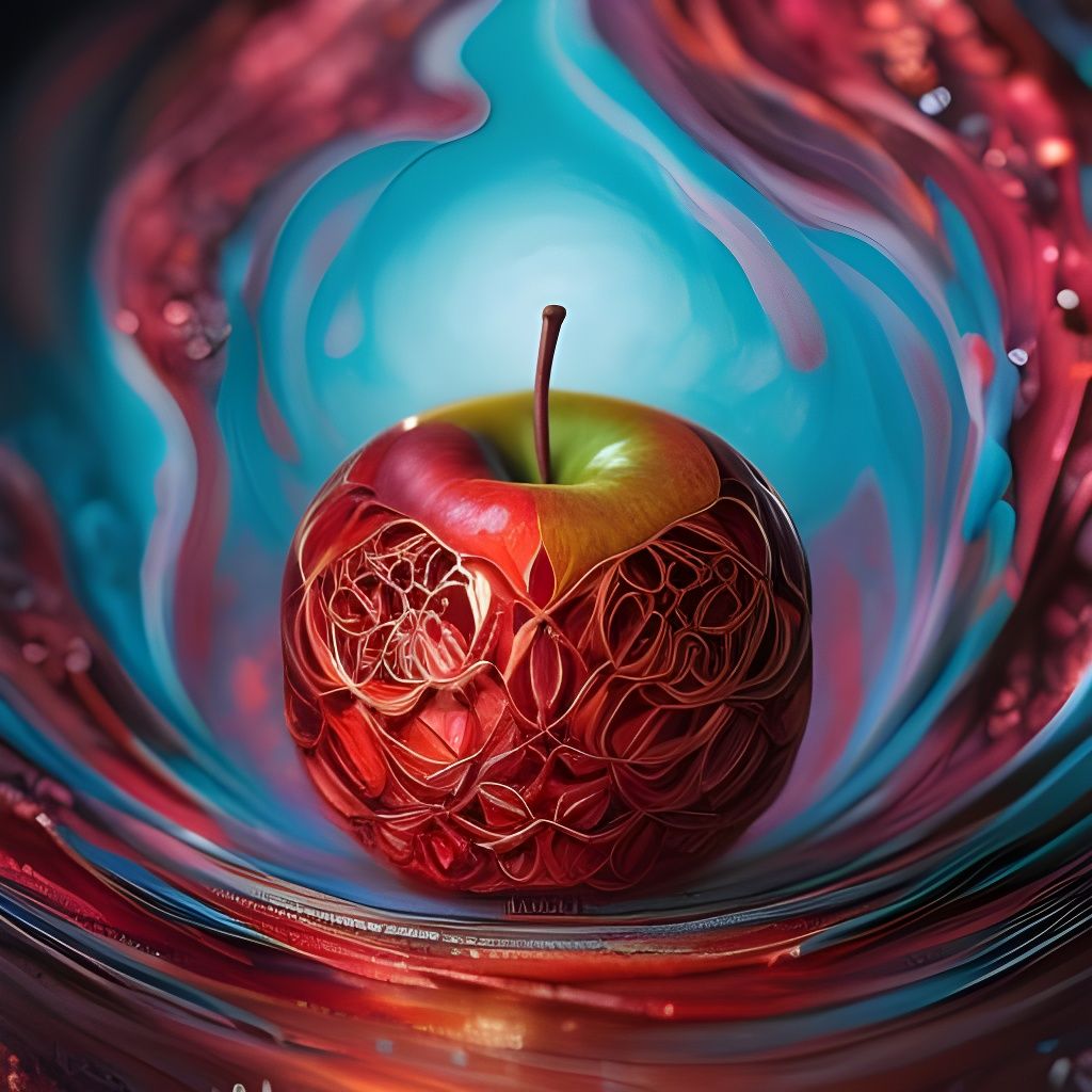 Crystallized Red Apple: Detailed Fantasy Art