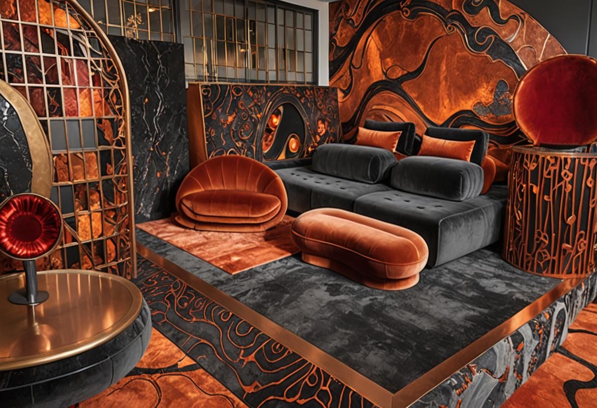 Lava Nouveau Living Room: Molten Art Nouveau Design