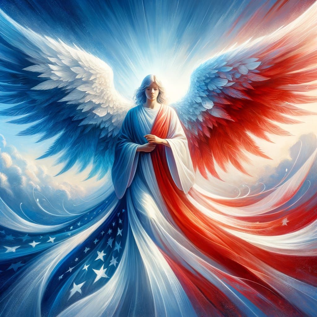 Patriotic Angel Radiating Grace and Light