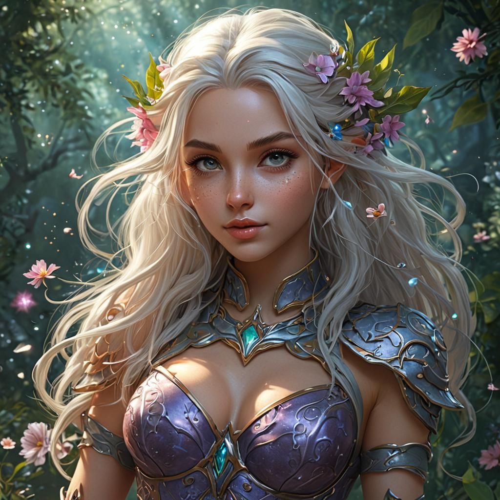 Beautiful Earth Elf in Manga Style Armor