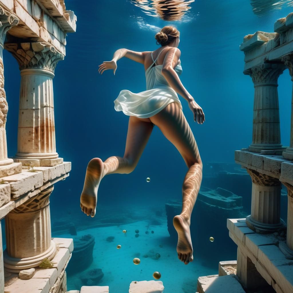 Underwater City Ruins: Hyperrealistic Digital Art