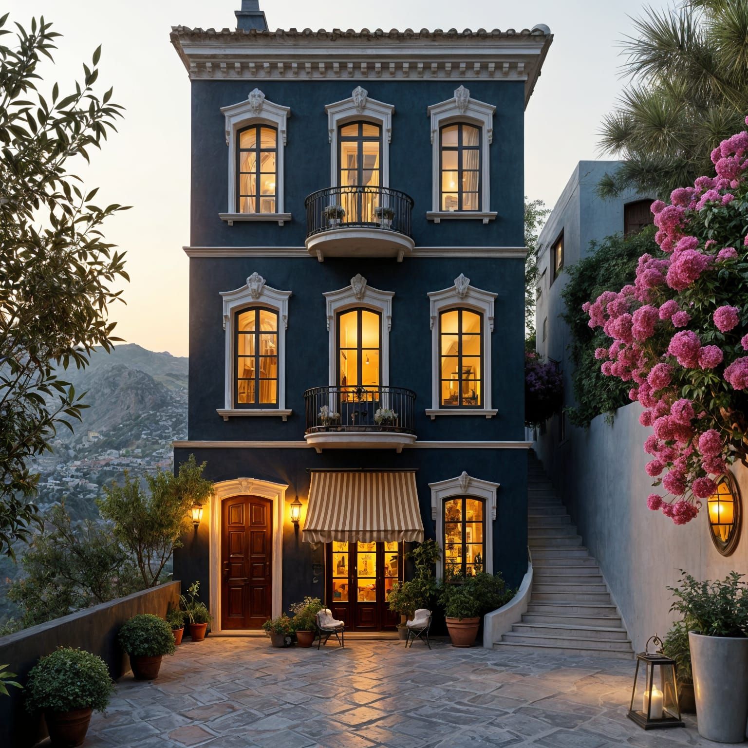 Victorian Italianate Apartment on Santorini Hillside