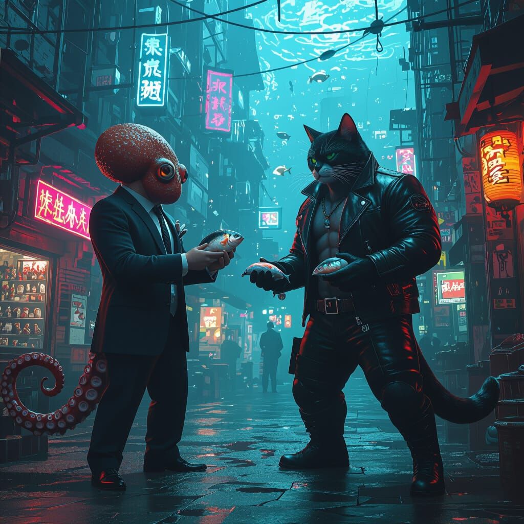 Octopus Agent Arrests Cat-Man in Underwater City