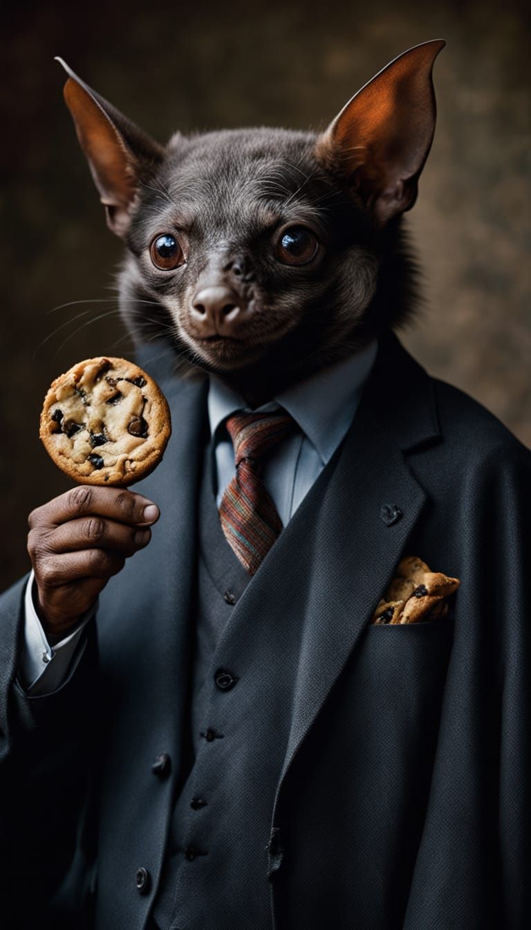 Dapper Bat Savoring Oreo Treat