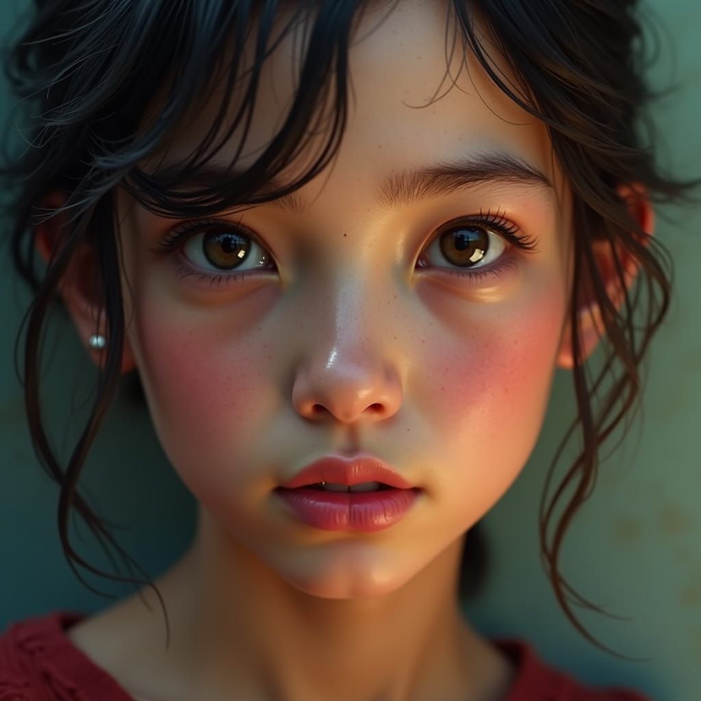 Expressive Close-up Portrait in Detailed Matte Style