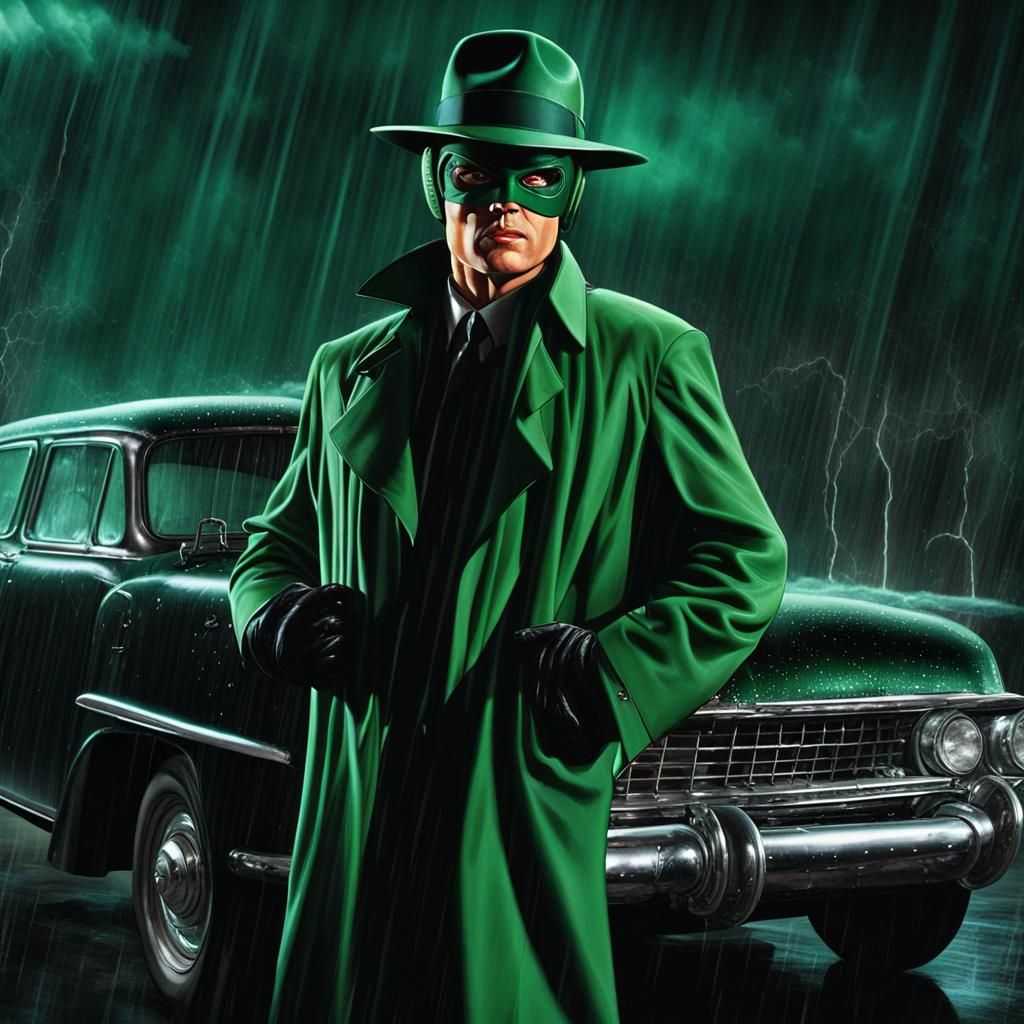Cinematic Green Hornet in Electric Storm