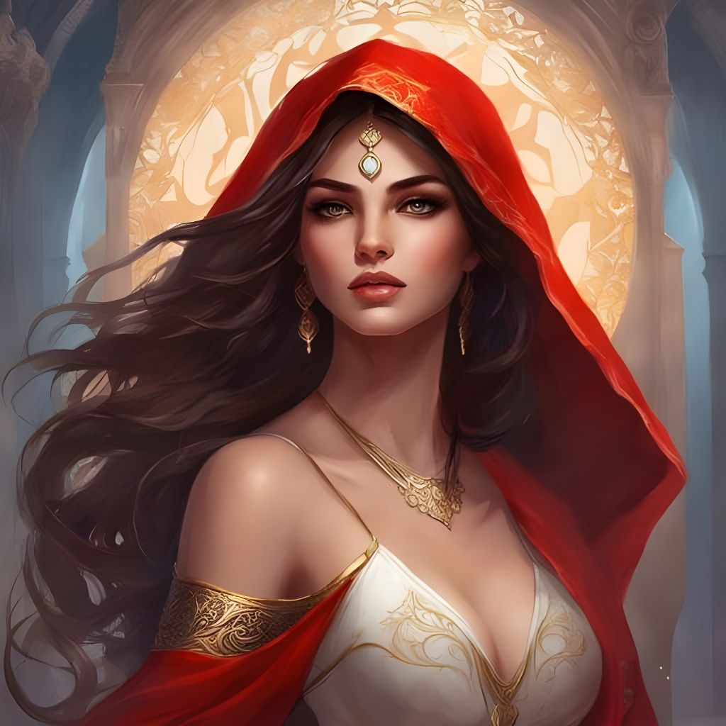 Beautiful Syrian Girl Portrait in Splash Art Style