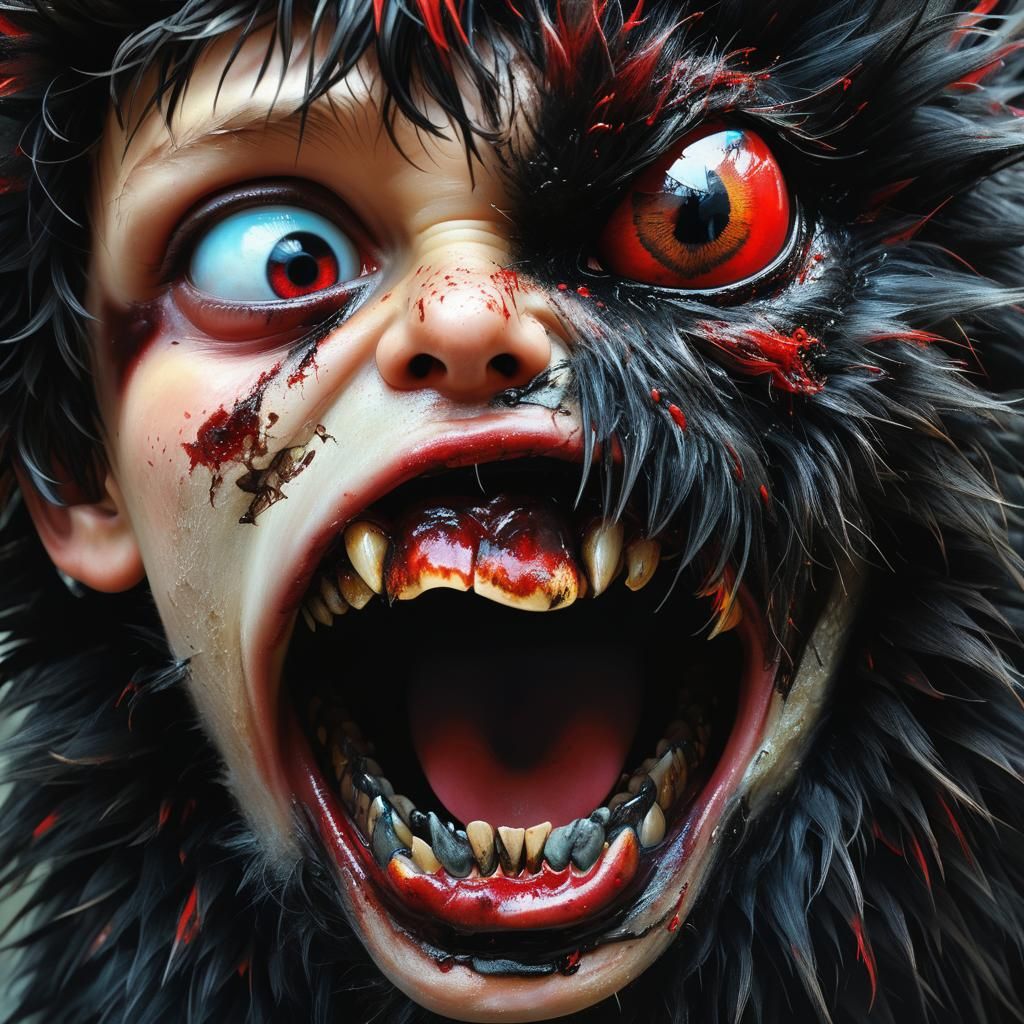 Boy in Beast's Mouth: A Photorealistic Masterpiece