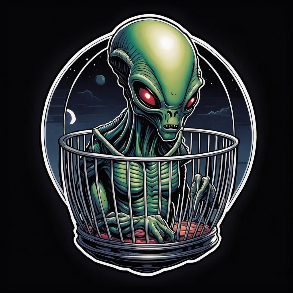 Alien Grid Tattoo Design in Old School Style