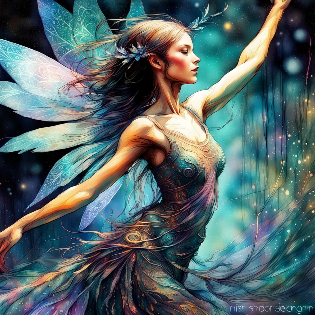 Glimmering Fairy Dancer in Iridescent Fantasy
