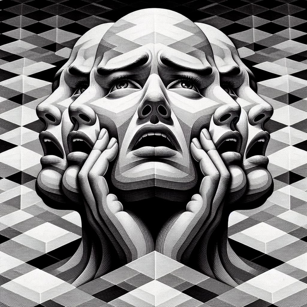 The Agony of Her Soul Caught in a Moment of Dramatic Pause as She Realises Something About a Vanishing Point Trompe L'oe...