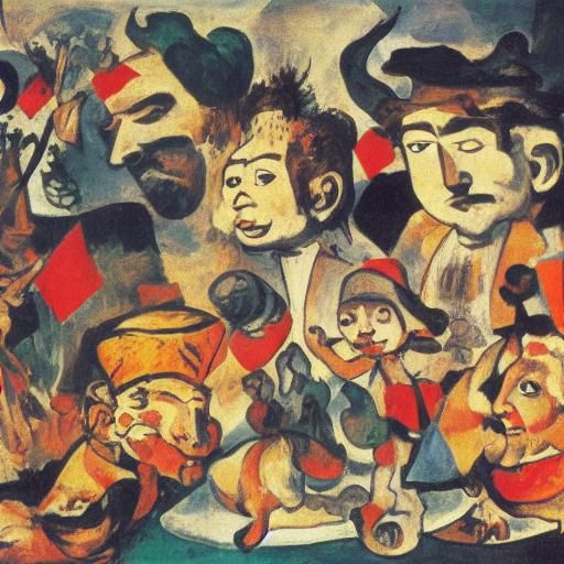 Surreal Bobblehead Portrait Inspired by Expressionism