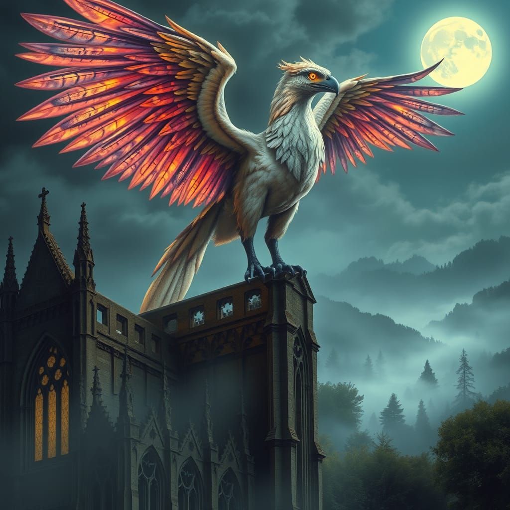 Gothic Griffin in Ethereal Moonlight