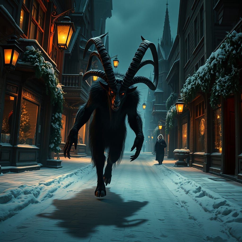 Krampus Strolls Through a Haunting Victorian Village