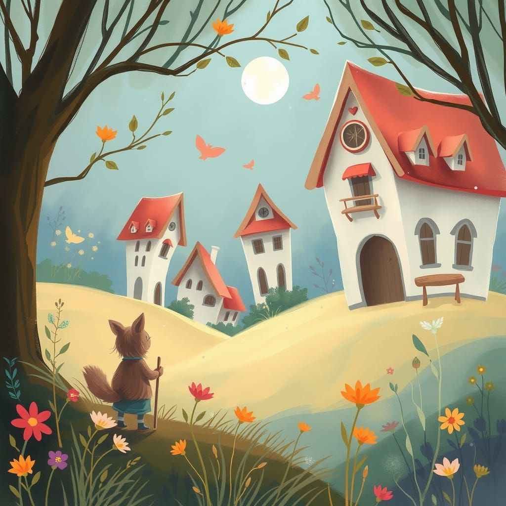 Enchanting Pastel Scene in Children's Book Style