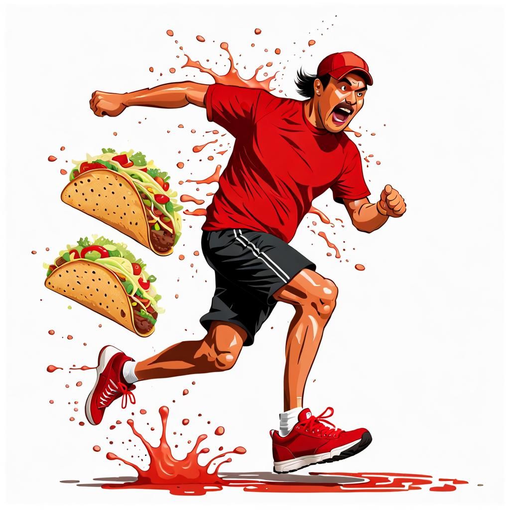 Taco Man Running in Distress