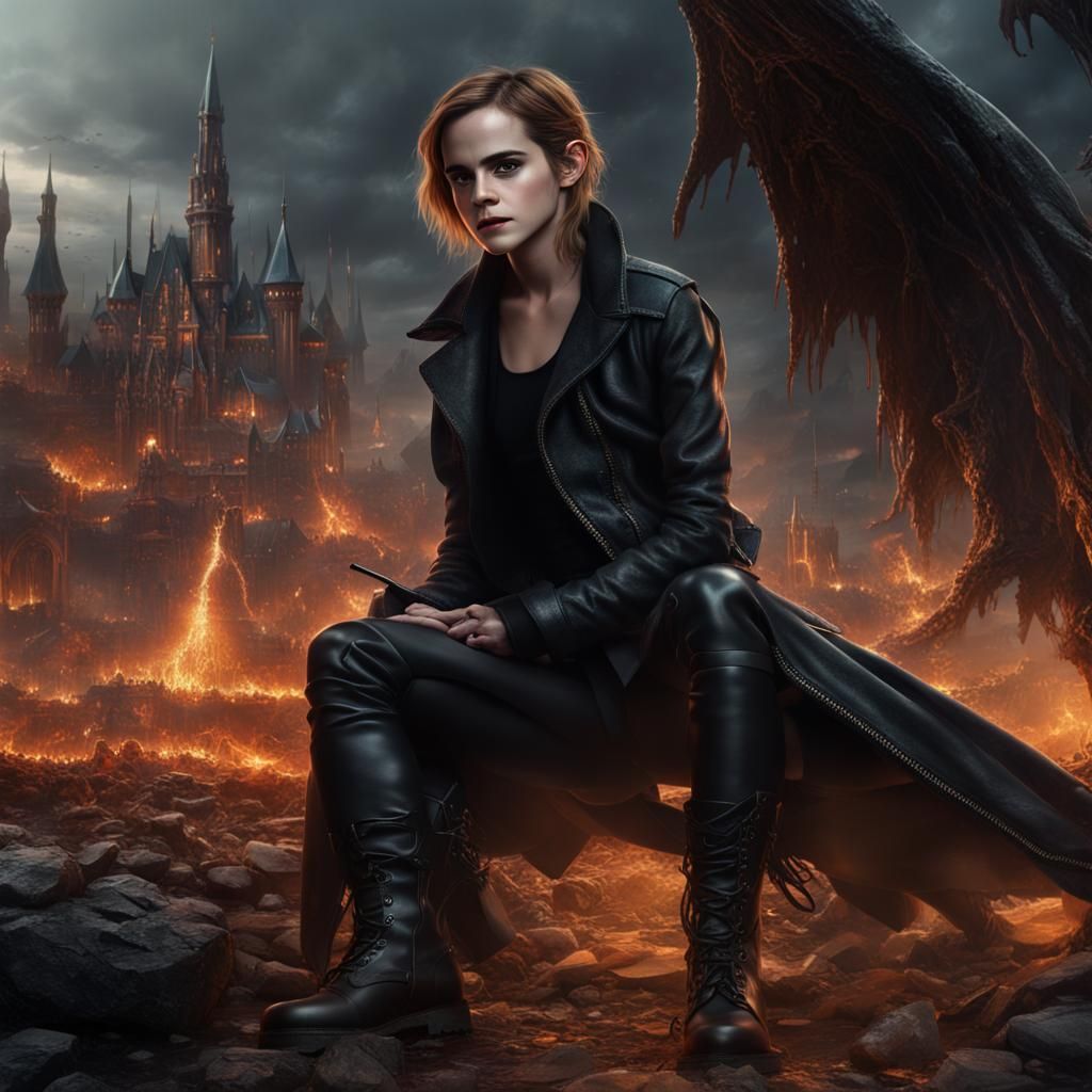 Woman in Leather Meets Afreet: Fantasy Art