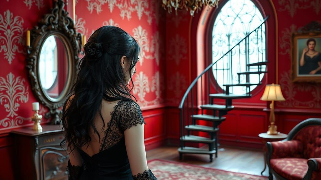 Victorian Vampire Princess Prepares for Ball in Castle